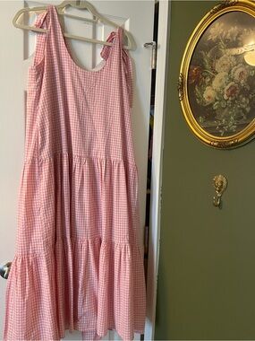 Loanne Gingham Trapeze Dress Pink